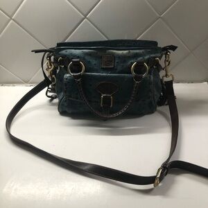 Vintage Dooney & Bourke Teal Turquoise Blue and Brown Ostrich Purse